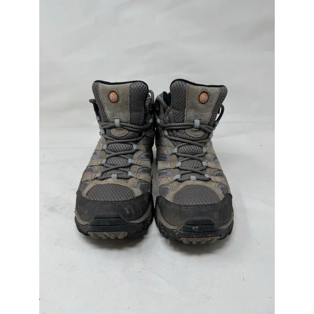 Merrell Moab 2 Mid Trail Hiking Boots Mens Size 9 Gray Suede Vibram J06045